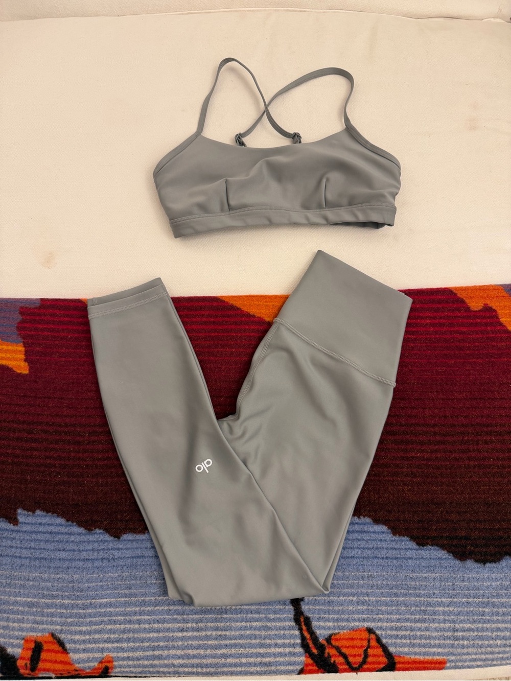 ALO Yoga Gray Sculpting Sports Bra & High-Rise Leggings Set